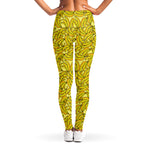 Yellow Geometric Banana Pattern Print Women's Leggings
