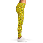 Yellow Geometric Banana Pattern Print Women's Leggings