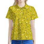 Yellow Geometric Banana Pattern Print Women's Polo Shirt