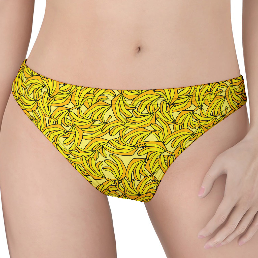 Yellow Geometric Banana Pattern Print Women's Thong