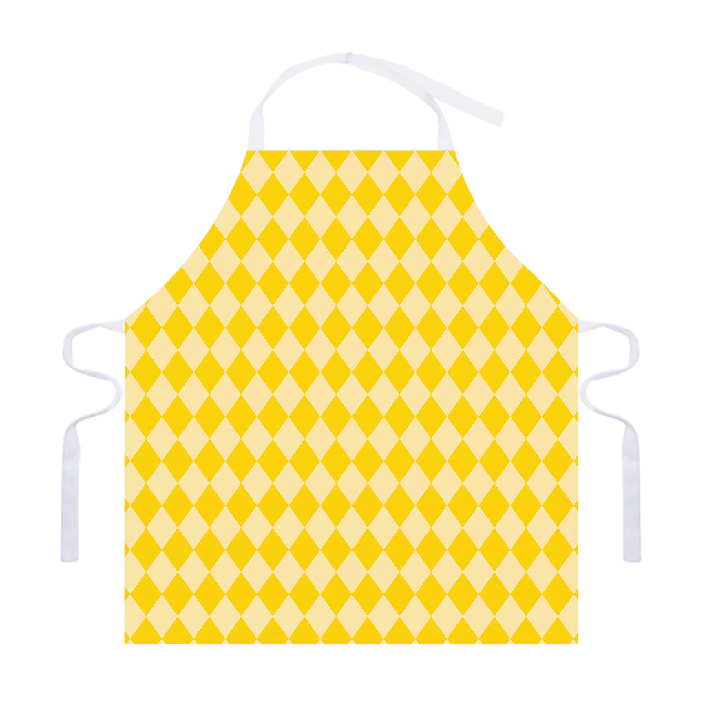 Yellow Harlequin Pattern Print Adjustable Apron