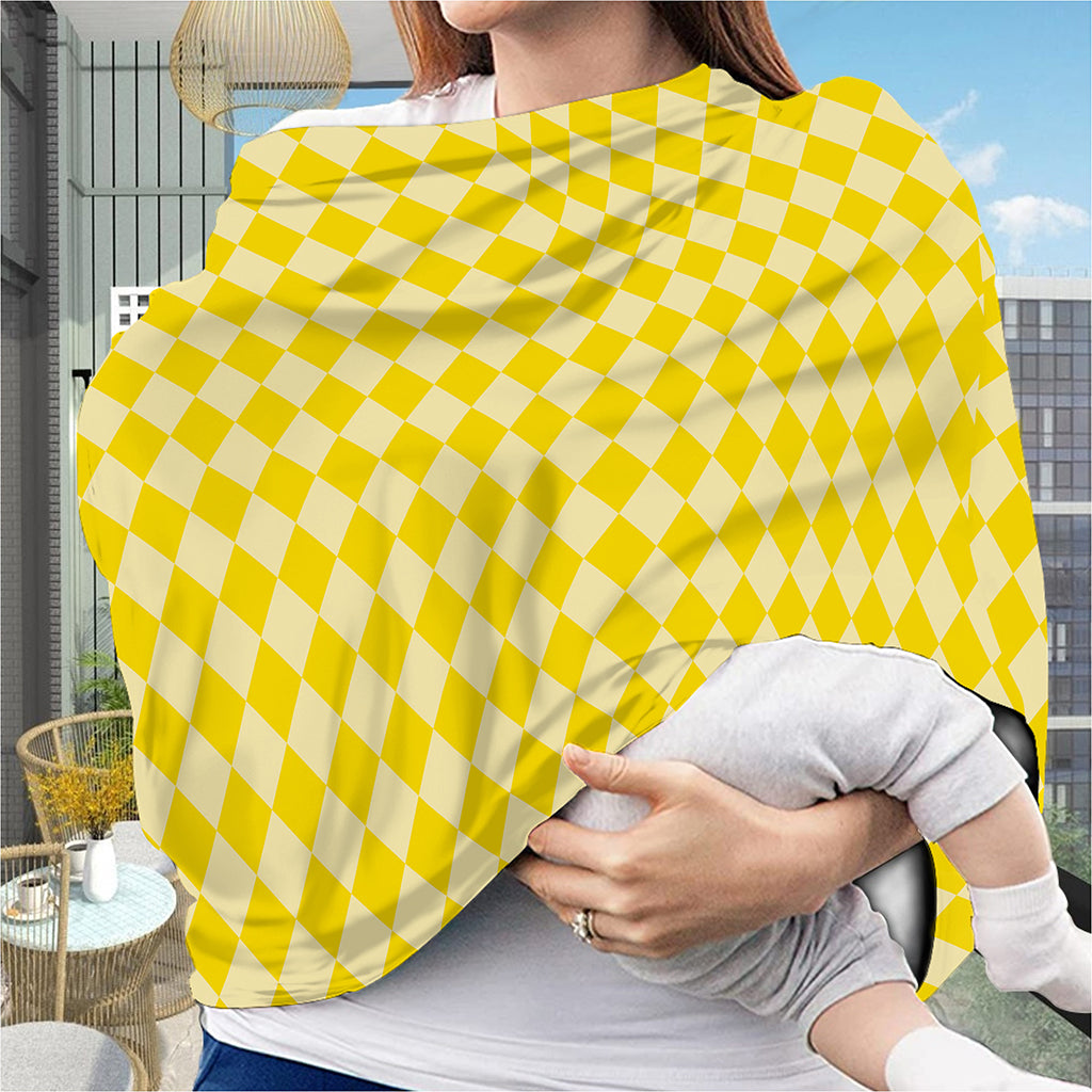 Yellow Harlequin Pattern Print Baby Seat Cover
