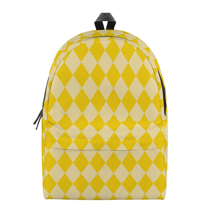 Yellow Harlequin Pattern Print Backpack