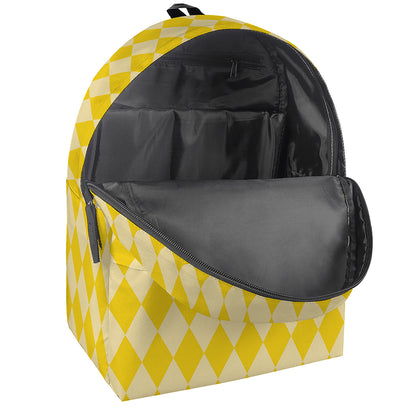 Yellow Harlequin Pattern Print Backpack