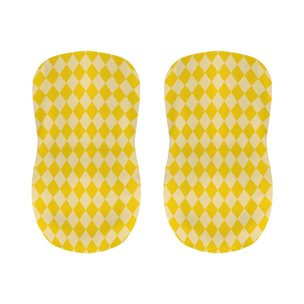Yellow Harlequin Pattern Print Bar Stool Covers