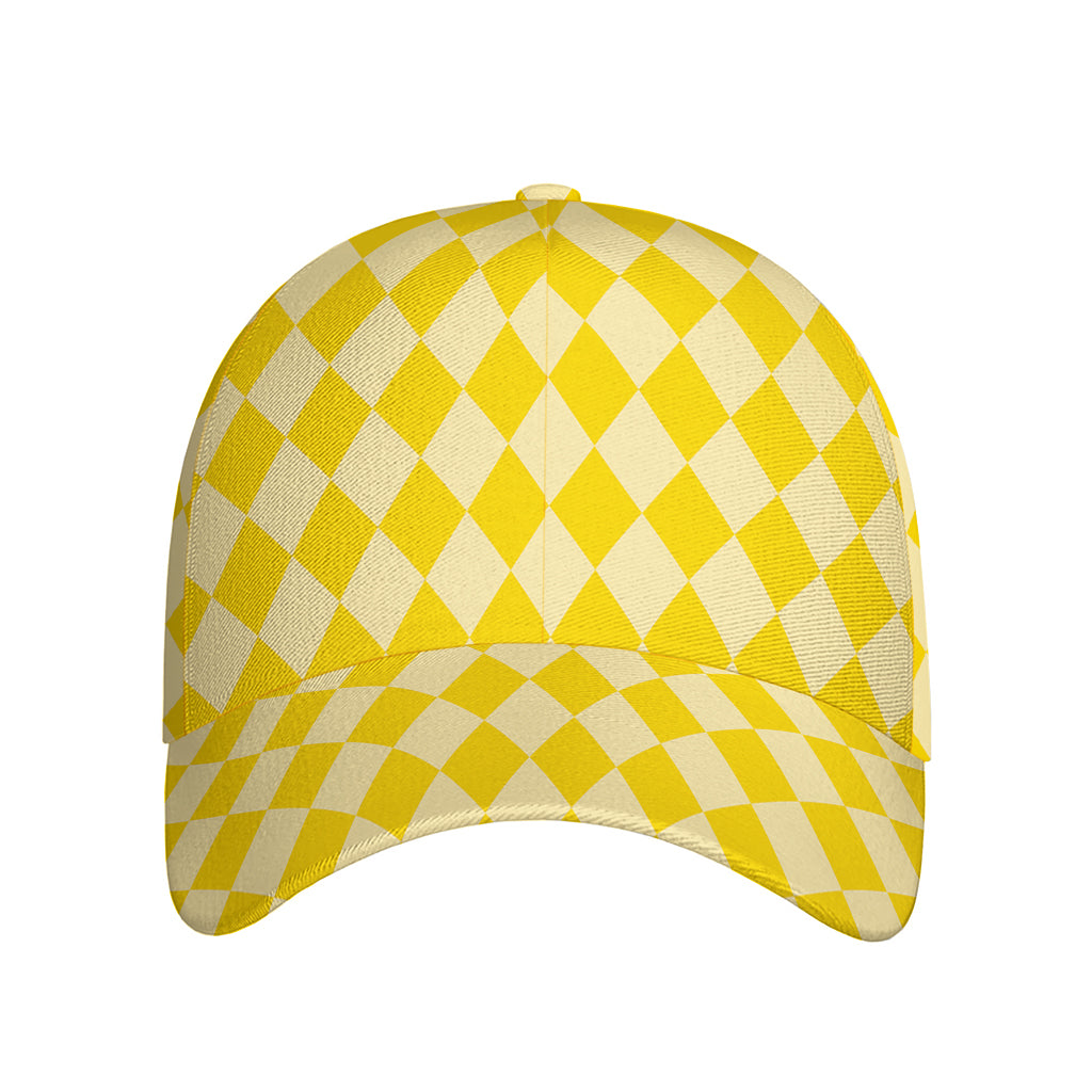 Yellow Harlequin Pattern Print Baseball Cap