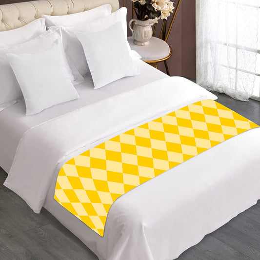 Yellow Harlequin Pattern Print Bed Runner