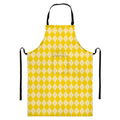 Yellow Harlequin Pattern Print Bib Apron With Pocket