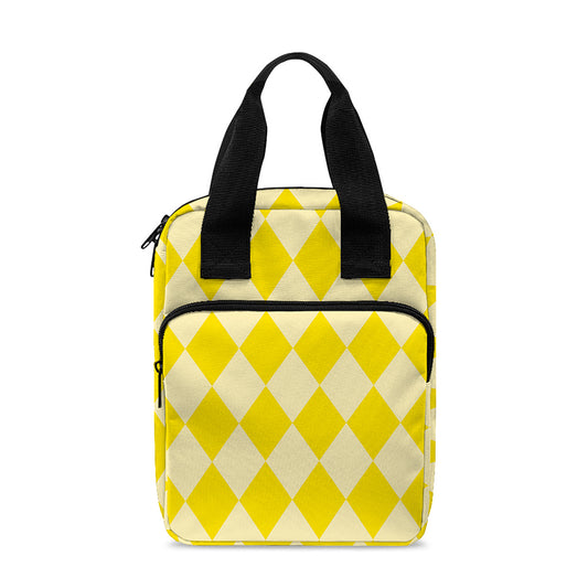 Yellow Harlequin Pattern Print Bible Tote Bag