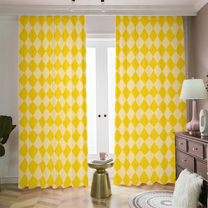 Yellow Harlequin Pattern Print Blackout Pencil Pleat Curtains