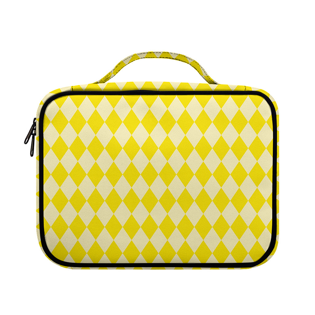 Yellow Harlequin Pattern Print Briefcase Bible Bag