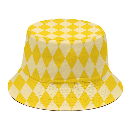 Yellow Harlequin Pattern Print Bucket Hat