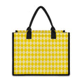 Yellow Harlequin Pattern Print Canvas Tote Bag