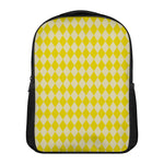 Yellow Harlequin Pattern Print Casual Backpack