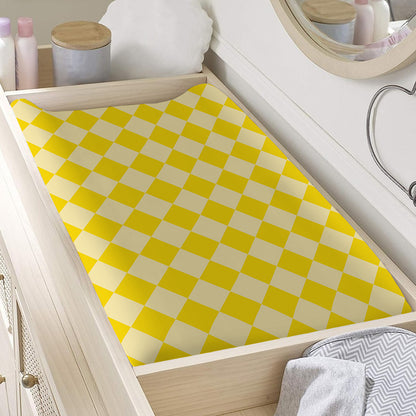 Yellow Harlequin Pattern Print Changing Pad Cover