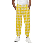 Yellow Harlequin Pattern Print Cotton Pants