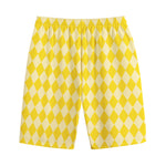 Yellow Harlequin Pattern Print Cotton Shorts