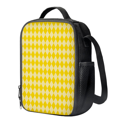 Yellow Harlequin Pattern Print Crossbody Lunch Bag