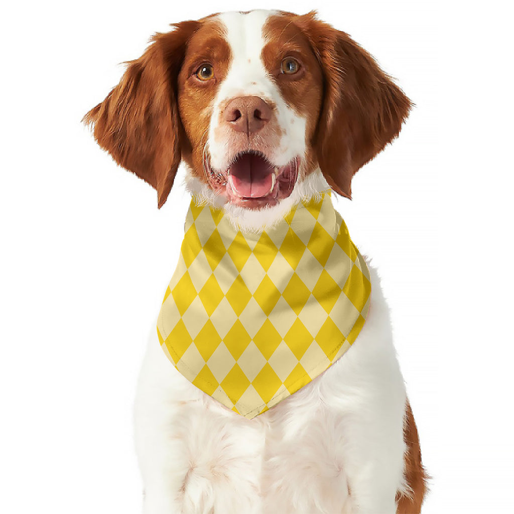 Yellow Harlequin Pattern Print Dog Bandana