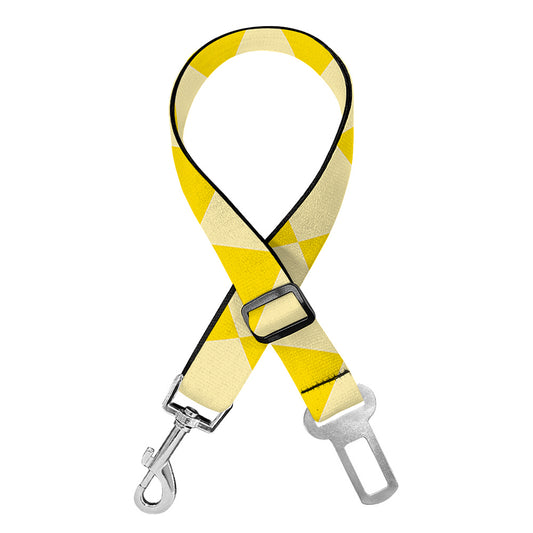 Yellow Harlequin Pattern Print Dog Seat Belt