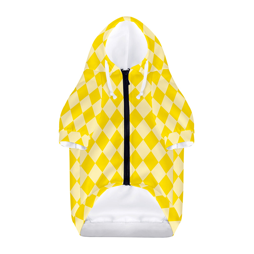 Yellow Harlequin Pattern Print Dog Zip Up Hoodie