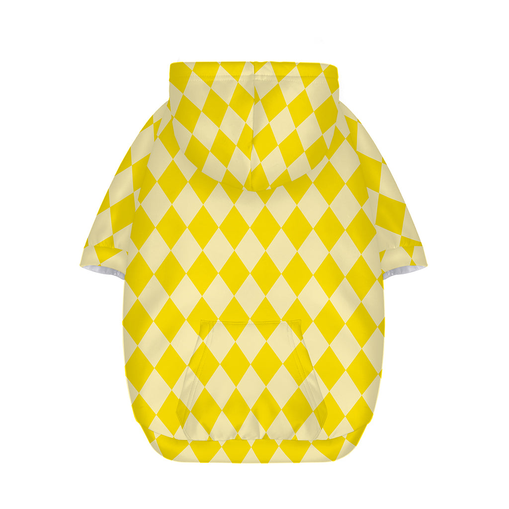 Yellow Harlequin Pattern Print Dog Zip Up Hoodie