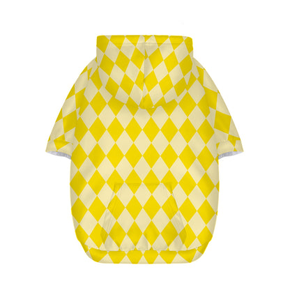 Yellow Harlequin Pattern Print Dog Zip Up Hoodie