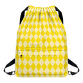 Yellow Harlequin Pattern Print Drawstring Backpack