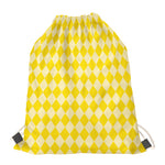 Yellow Harlequin Pattern Print Drawstring Bag