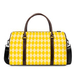 Yellow Harlequin Pattern Print Duffle Bag