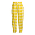 Yellow Harlequin Pattern Print Fleece Lined Knit Pants