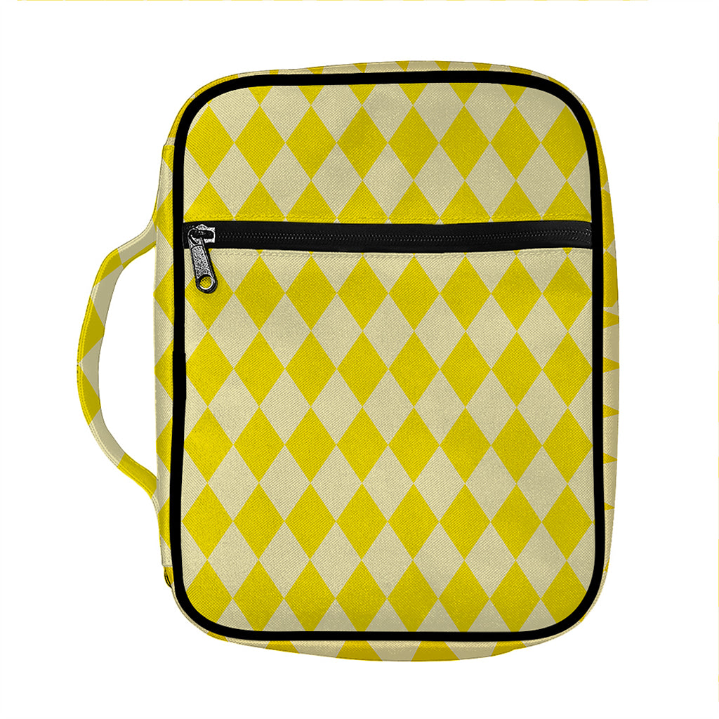 Yellow Harlequin Pattern Print Front Pocket Bible Bag