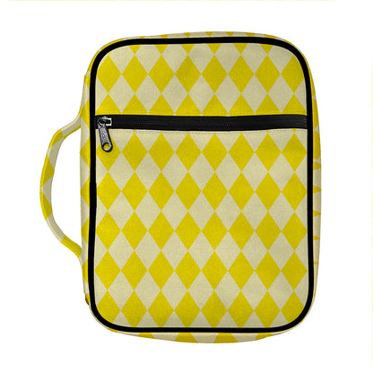 Yellow Harlequin Pattern Print Front Pocket Bible Bag