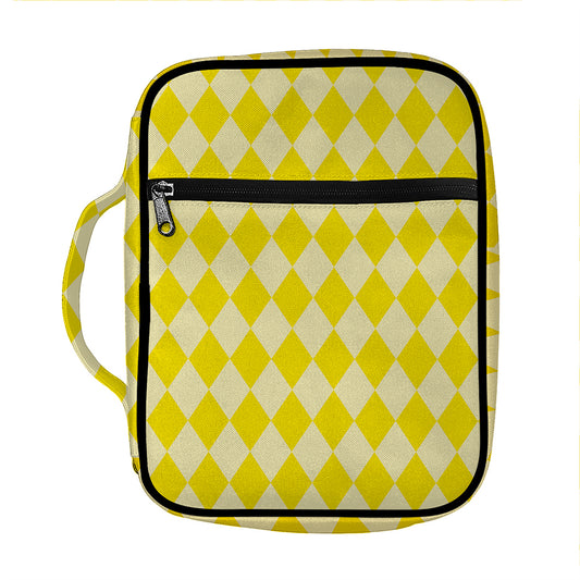Yellow Harlequin Pattern Print Front Pocket Bible Bag