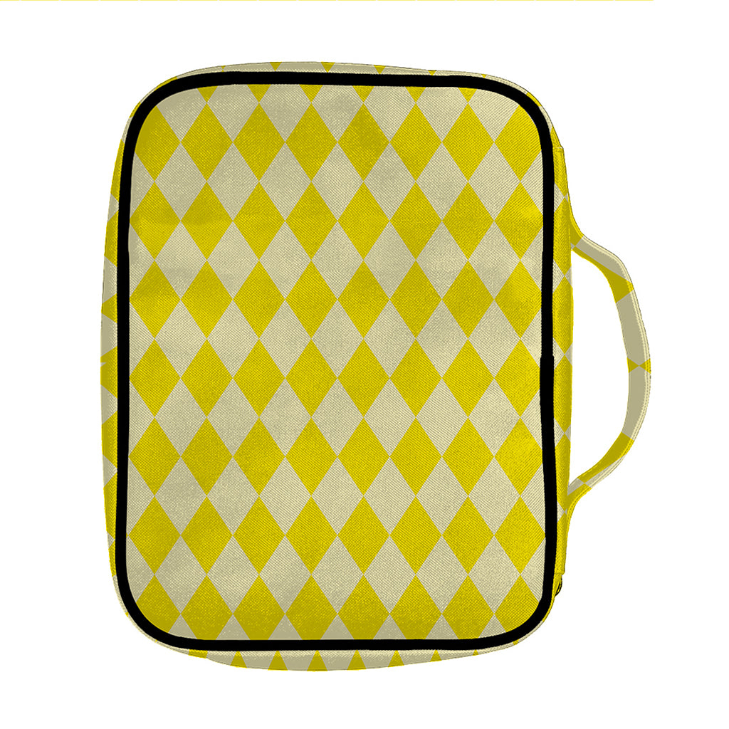 Yellow Harlequin Pattern Print Front Pocket Bible Bag