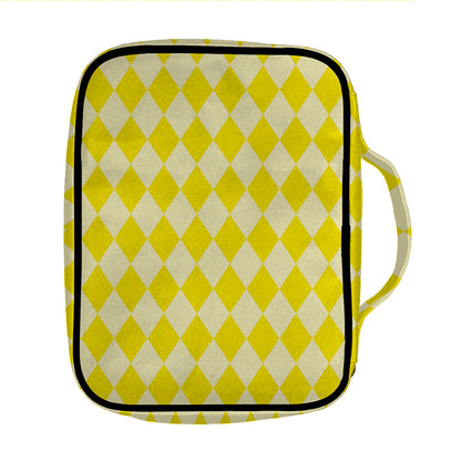 Yellow Harlequin Pattern Print Front Pocket Bible Bag