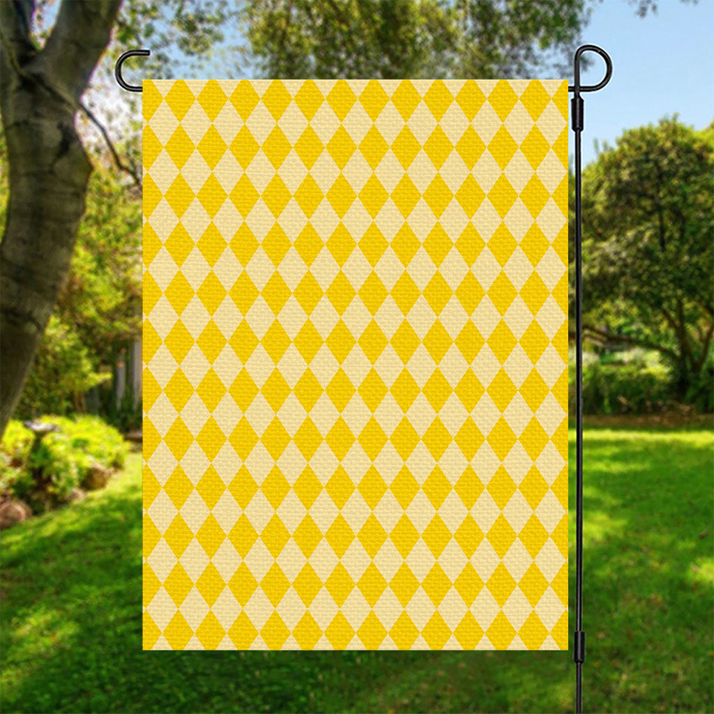 Yellow Harlequin Pattern Print Garden Flag