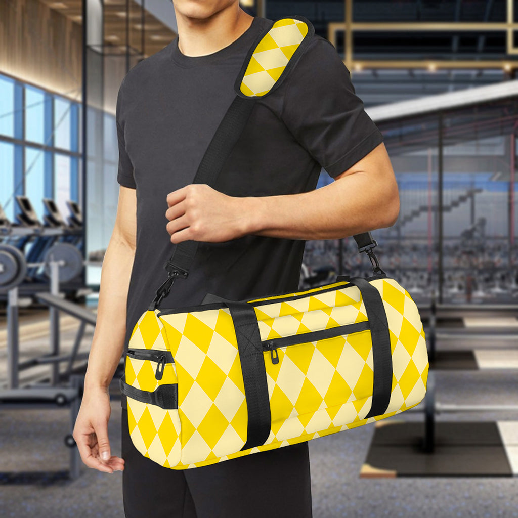 Yellow Harlequin Pattern Print Gym Bag