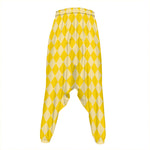Yellow Harlequin Pattern Print Hammer Pants