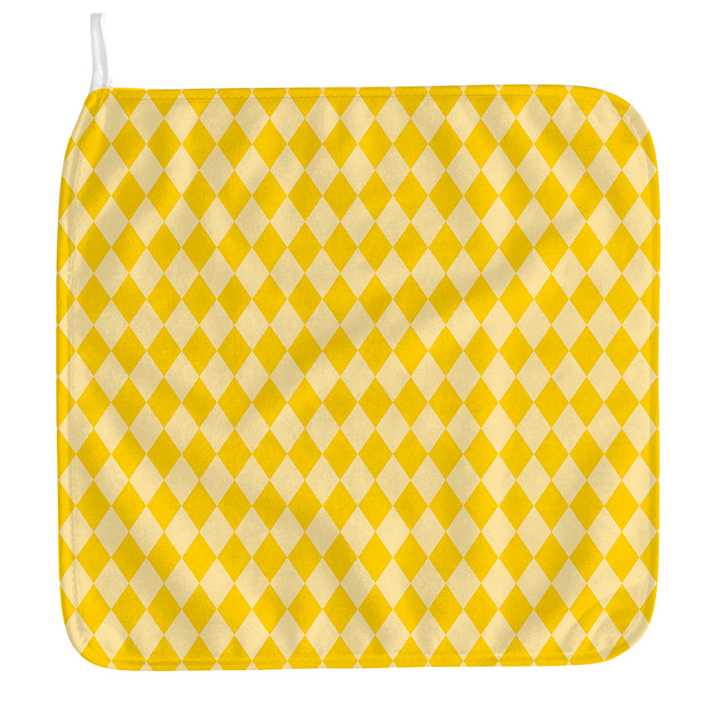 Yellow Harlequin Pattern Print Hand Towel