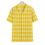 Yellow Harlequin Pattern Print Hawaiian Shirt