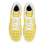 Yellow Harlequin Pattern Print High Top Leather Sneakers