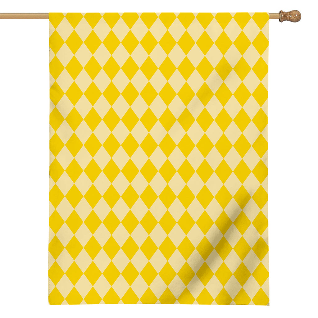 Yellow Harlequin Pattern Print House Flag