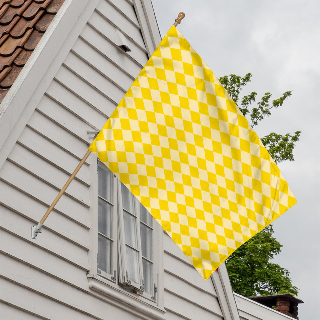 Yellow Harlequin Pattern Print House Flag