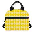 Yellow Harlequin Pattern Print Insulated Lunch Bag