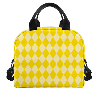 Yellow Harlequin Pattern Print Insulated Lunch Bag