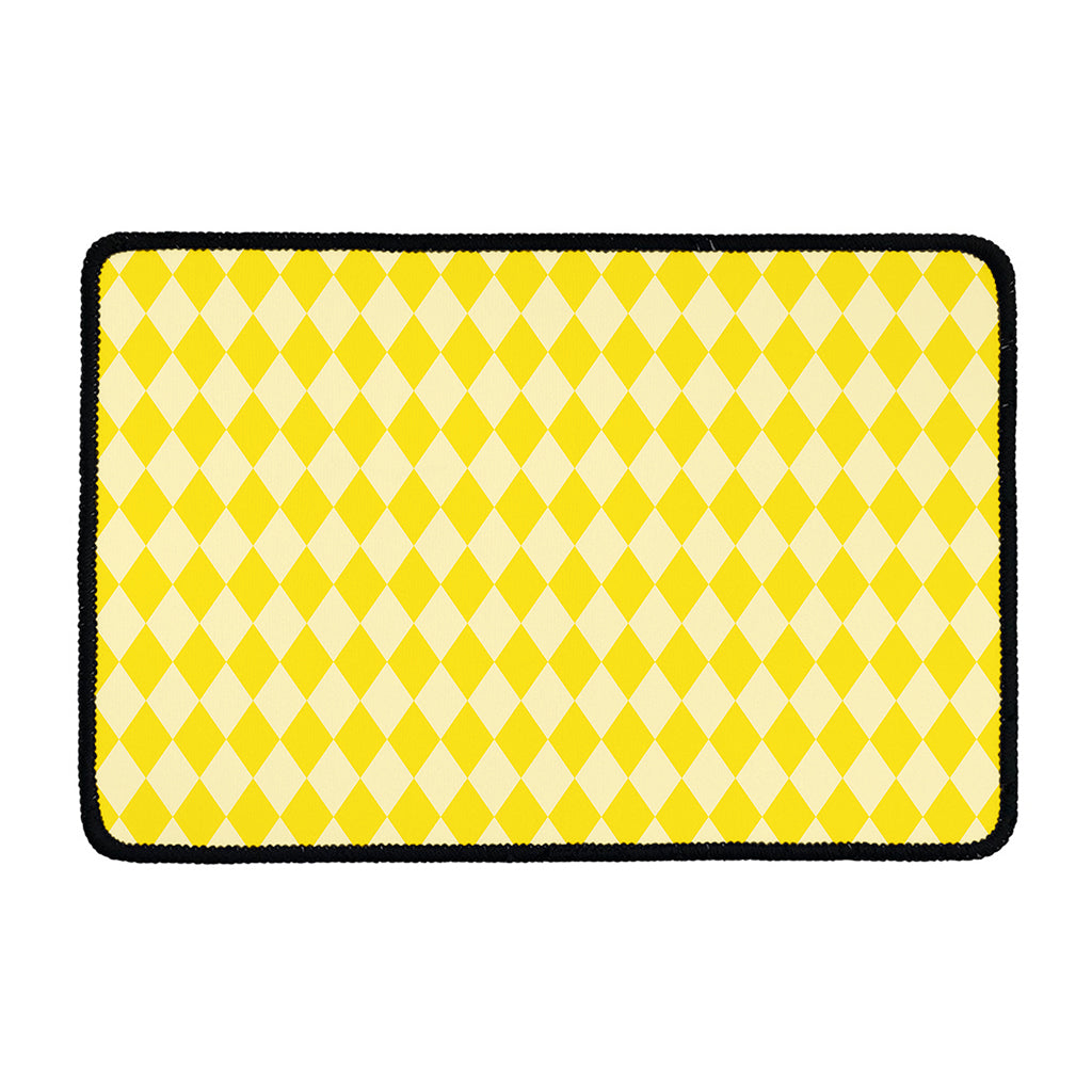 Yellow Harlequin Pattern Print Kitchen Mat