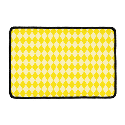 Yellow Harlequin Pattern Print Kitchen Mat