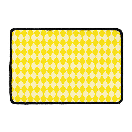Yellow Harlequin Pattern Print Kitchen Mat