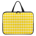 Yellow Harlequin Pattern Print Laptop Sleeve With Handle